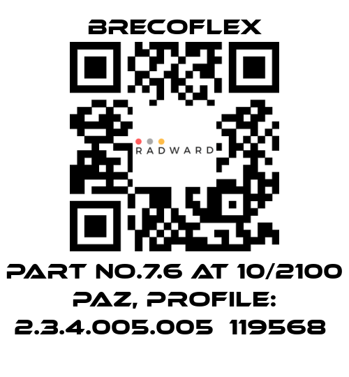 Brecoflex-PART NO.7.6 AT 10/2100 PAZ, PROFILE: 2.3.4.005.005  119568  price