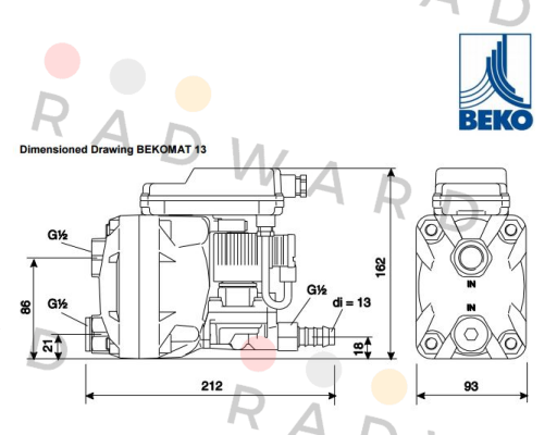 Beko-2000021  KA13A10A0 BEKOMAT 13, 230 VAC price