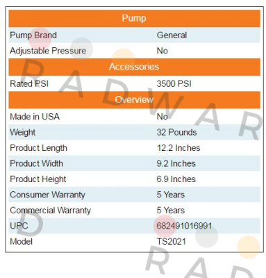 General Pump-TS2021 price