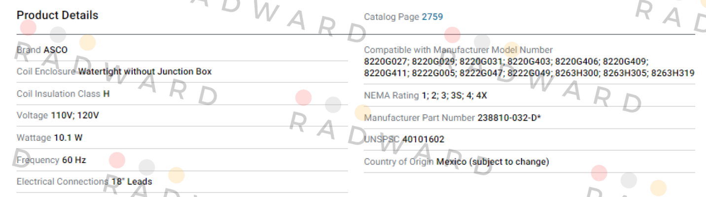 Asco-238810-032-D price