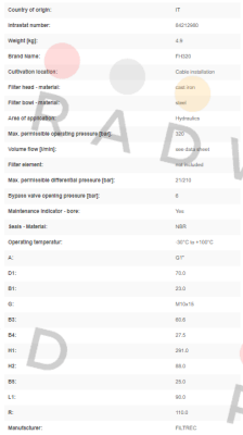 Filtrec-FH320D121000BB5DS000S0 price