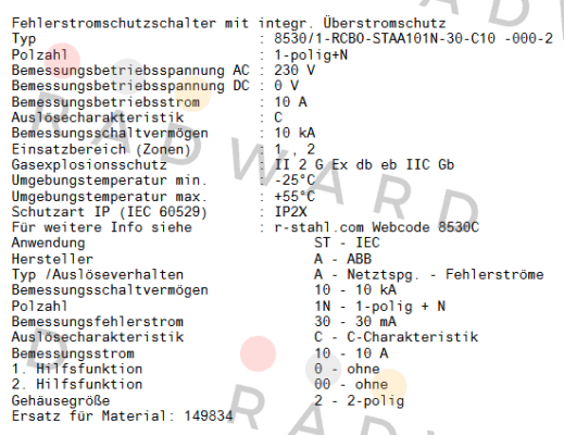 Stahl-8530/1-RCBO-STAA101N-30-C10 -000-2 / 322003 price