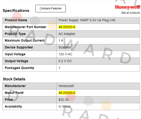 Honeywell-46-00525-6 price