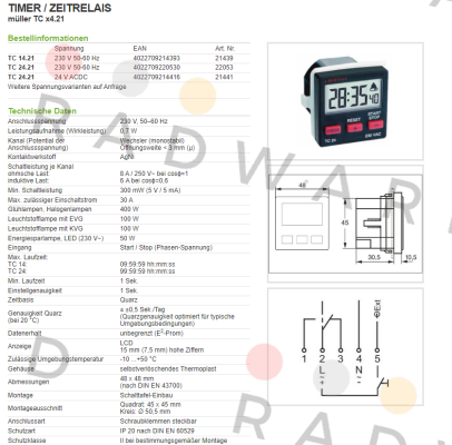 Hugo Muller-TC 14.21 - 230V 50-60 Hz / PN: 21439 price