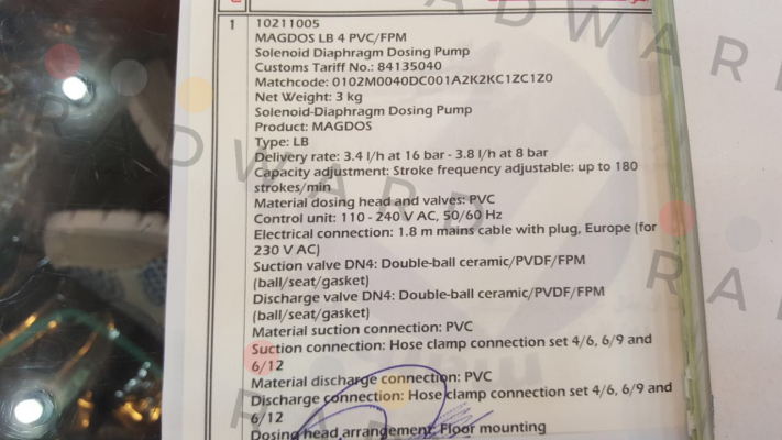 Jesco-MAGDOS LB 4 PVC/FPM(10211005)  price