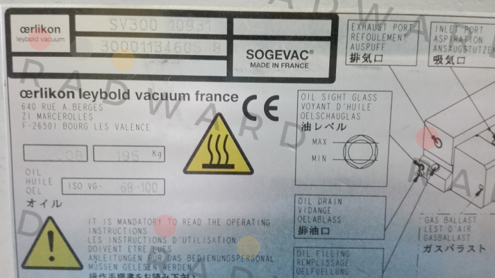 Leybold-Plate Valves For Vacuum PumpMOD: Sogevac SV 300 10931 LEYBOLD  price