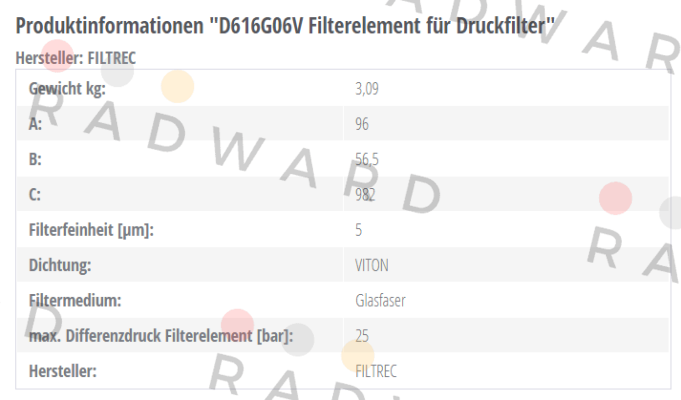 Filtrec-D616G06V  price