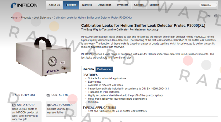 Inficon-Calibration Leaks for Helium Sniffer Leak Detector Protec P3000(XL) price