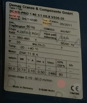 Demag-DCS-Pro 5-500 1/1 H5 VS8-15  price