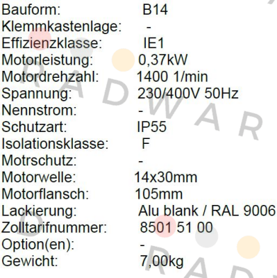 Elvem-MS071B4STD B14-230/400 price