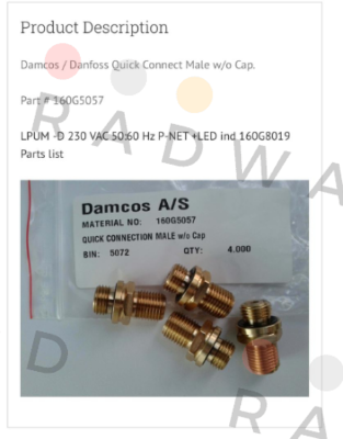 Damcos-P/N: 160G5057 price