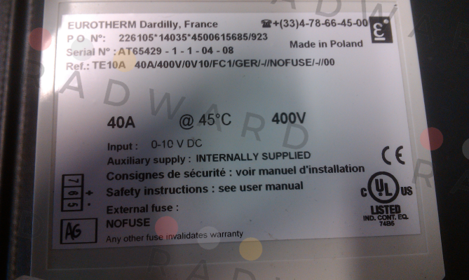 Eurotherm-TE10A 40A/400V/0V10/FC1/GER/-//NOFUSE/-//00- no longer available, alternativ model EFIT/40A/400V/0V10/FC1/GER/SELF/XX/NOFUSE/-/ price