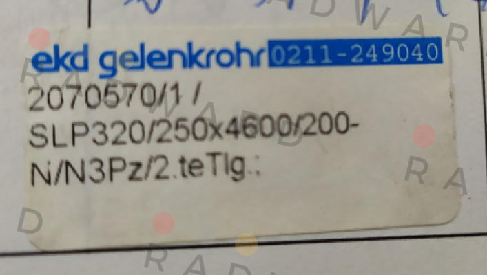 Ekd Gelenkrohr-SLP 320 /250 x 4600 / 200-N/N 3Pz/2.te Tlg. price