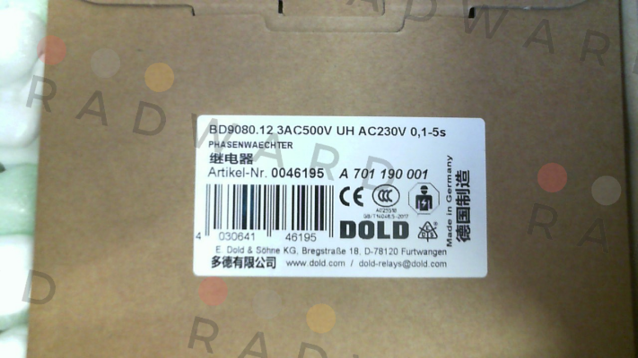 Dold-p/n: 0046195, Type: BD9080.12 3AC500V UH AC230V 0,1-5s price