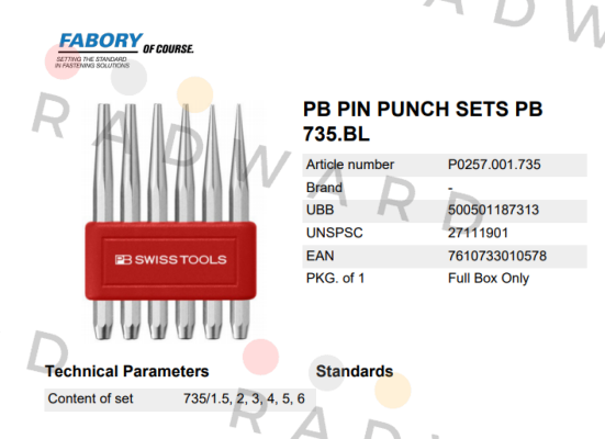 Fabory-P0257.001.735 price