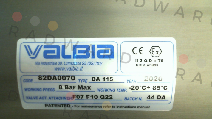 Valbia-82DA0070 / DA115 price