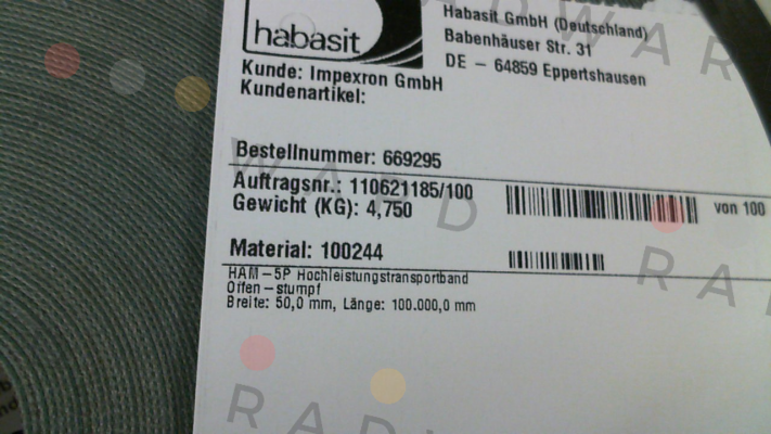 Habasit-HAM -5P 3002324 841/B (1x100m) price