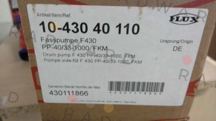 Flux (Sondermann)-P/N: 10-458 40 610, Type: F430 PP-40/33-1000, FKM price