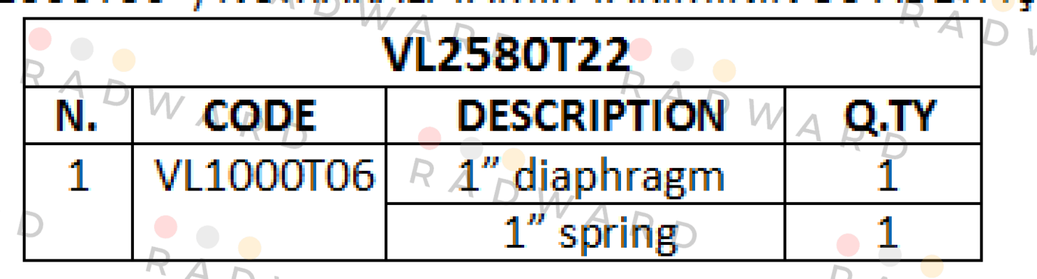 Trimec-1” spring For VL2580T22  price