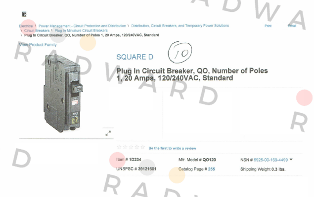 Square D (Schneider Electric)-QO120  price