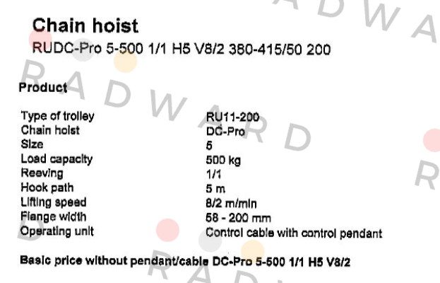 Demag-RUDC-Pro 5-500 1/1 H5 V8/2 380-415/50 200  price
