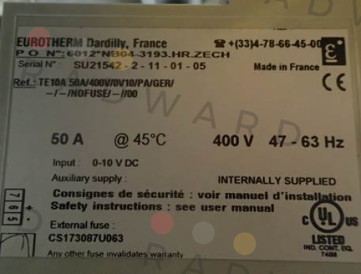 Eurotherm-TA10A 50A/400V/0V10/PA/GER Replaced by MODEL (EFIT) Single Phase Power Controller price