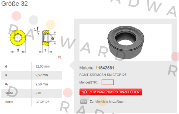 Ceratizit-RCMT 3209MOSN-ZM HCX1125 (CT 115 42581)  price