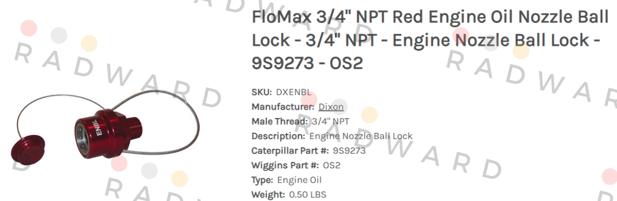 Dixon-9S9273     3/4" NPT male Thread price