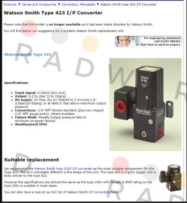 Watson Smith-423 I/P price