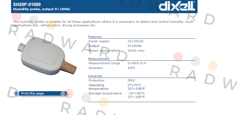 Dixell-XH20P-01000 price