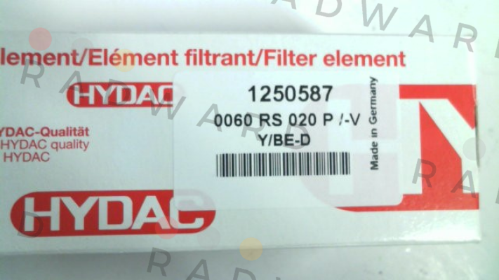 Hydac-P/N: 1250587, Type: 0060 RS 020 P /-V price